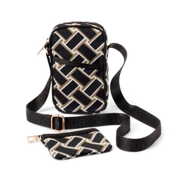DVF Diane Von Furstenberg X Target Vintage Weave Neutral Cellphone Holder - Picture 3 of 5